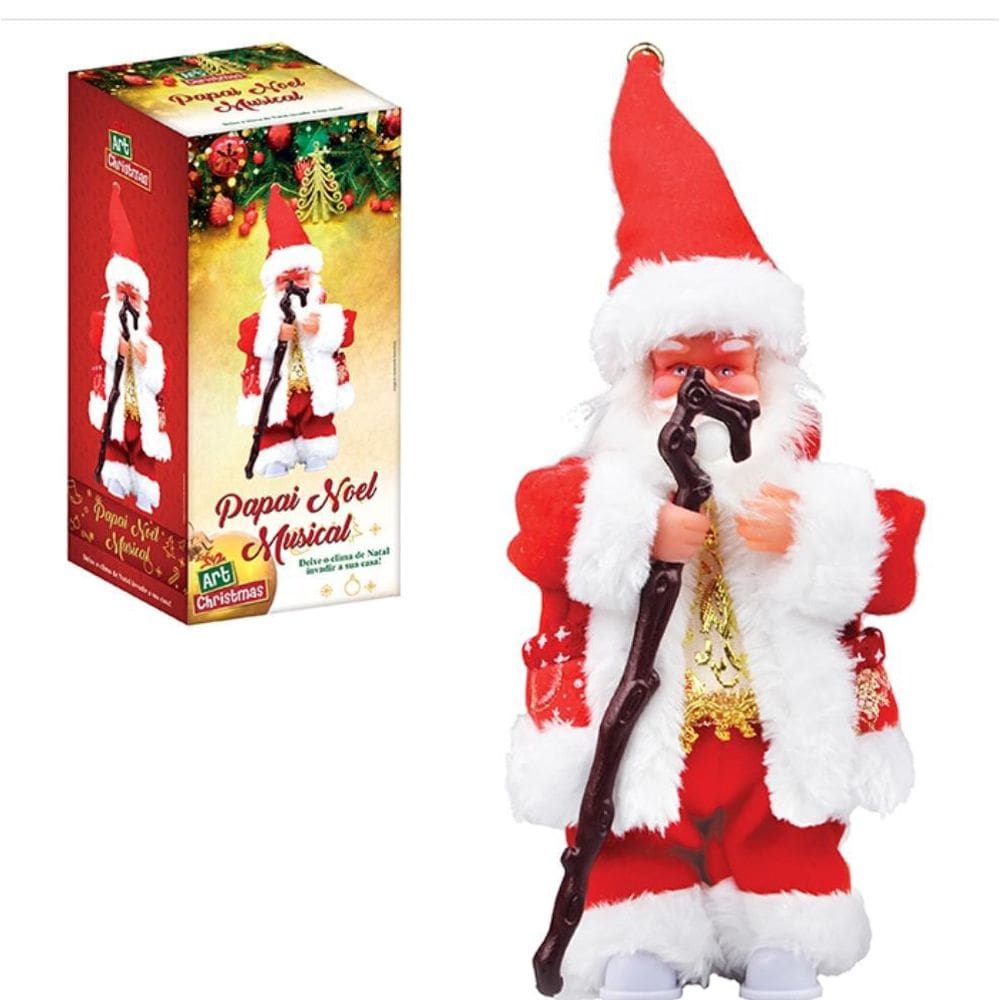 Papai Noel Musical Com Cajado