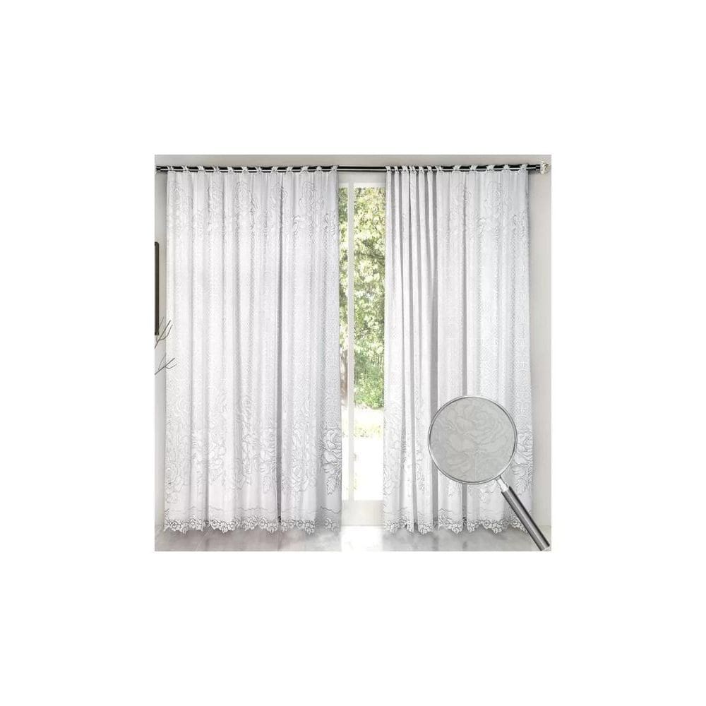 Cortina de Renda Donna Inter 300x180 cm Roseiral com Forro Branco