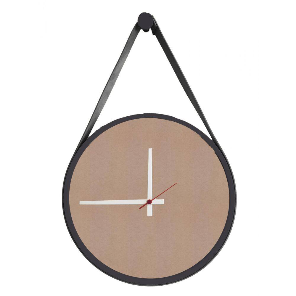 Relógio Adnet Preto Alça Preta/Camurça Ponteiro Branco 30 Cm