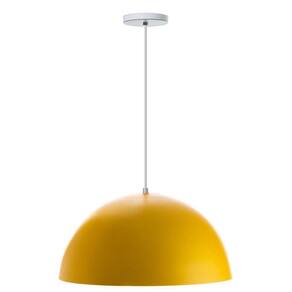 Lustre Pendente Meia Lua 40cm Alumínio Amarelo/Branco