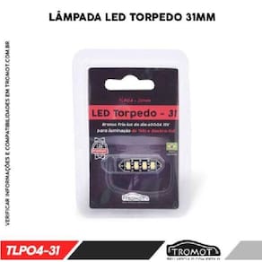 Torpedo Led 31 Mm Branco Frio 6000K Veiculos 12V C/1 Peça