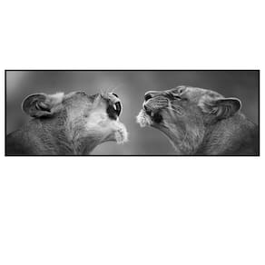 Quadro Decorativo Barcelona Leoa Preto E Branco 30X90Cm