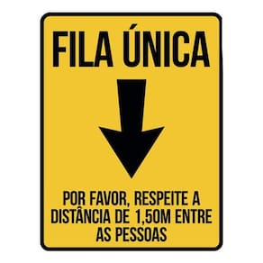 Kit 5 Placa Fila Única Respeite Distância Entre Pessoas36X46