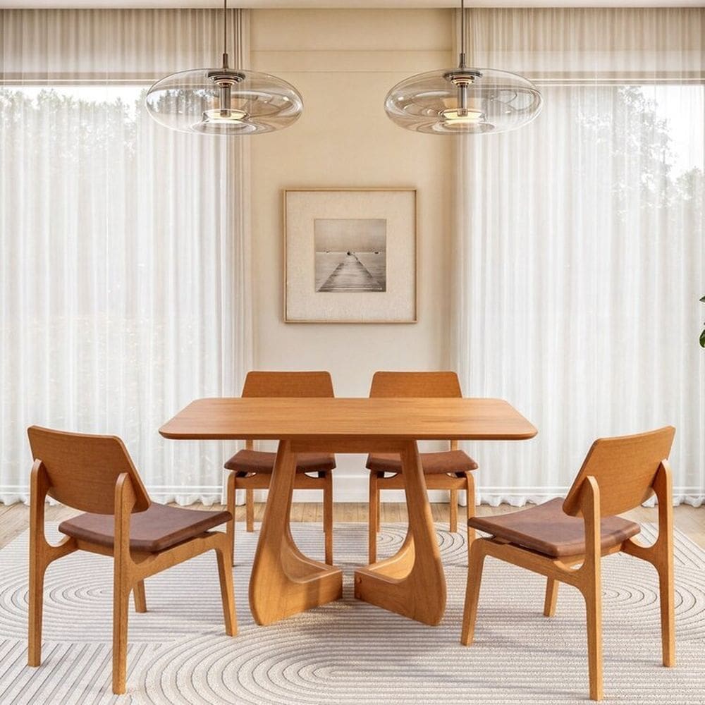 Kit Mesa de Jantar Paineira 140cm e 4 Cadeiras Jandaia CabeCasa MadeiraMadeira Amendoa