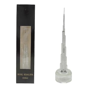 Miniatura Edifício Burj Khalifa Dubai Enfeite Top 20Cm Prata