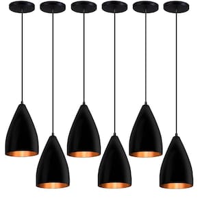 Kit 6 Pendentes Vegas Preto Textura / Cobre R.R.J.V