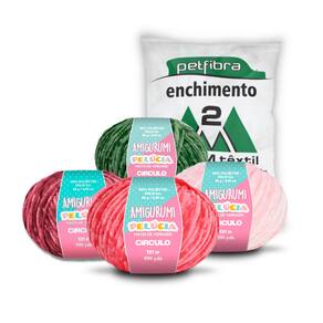 Kit Fios Amigurumi Pelúcia + Enchimento 500g
