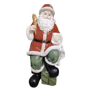 Papai Noel De Resina Vermelho Com Verde 24,5X11Cm Florarte