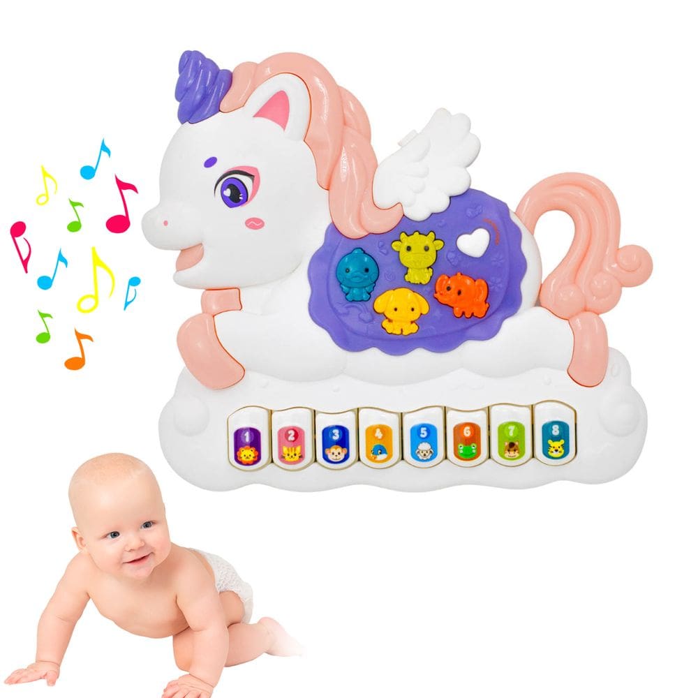 Teclado Piano Musical Bebe Brinquedo Infantil Unicornio
