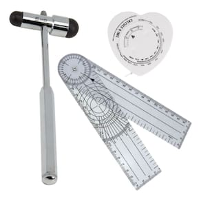 Kit Martelo Buck MD Preto Reflexo Neurológico + Goniômetro Grande Contec + Trena Fita Antropométrica