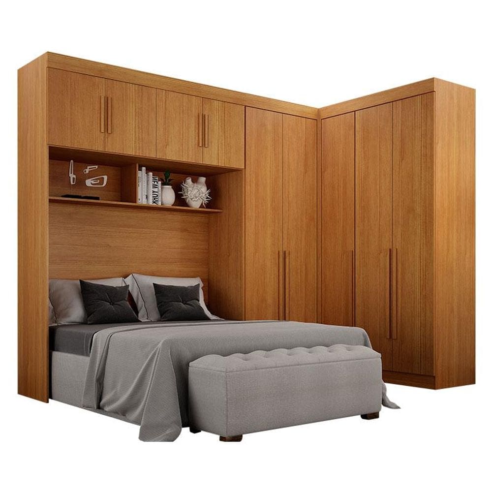 Quarto de Casal Modulado 9 Portas Orion Cinamomo - Leifer Móveis