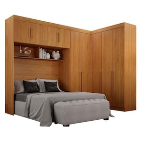 Quarto de Casal Modulado 9 Portas Orion Cinamomo - Leifer Móveis