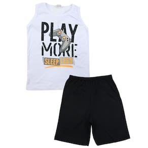 Pijama Menino Juvenil Verão Regata Estampa Video Game