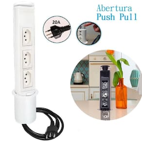 Torre Mini Totem Manual 3 Tomadas 20A Nbr Branco Qtmov