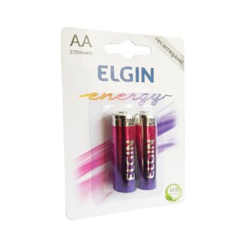 Pilhas Recarregável AA pequena Energy 2700 Mah Elgin 2 Unid.