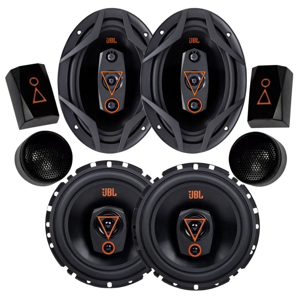Kit 2 Vias 6 JBL 62VMS80 160W + Par Alto Falantes 6x9 Quadriaxiais JBL 69QDMS120 240W