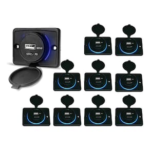 Kit 10 Carregador de Celular Automotivo 1 USB + 1 USB Power C/ Moldura - RS-1113U BR