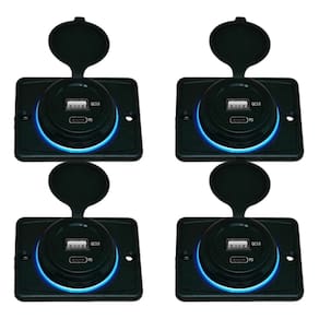 Kit 4 Carregador de Celular Automotivo 1 USB + 1 USB Power C/ Moldura - RS-1113U BR