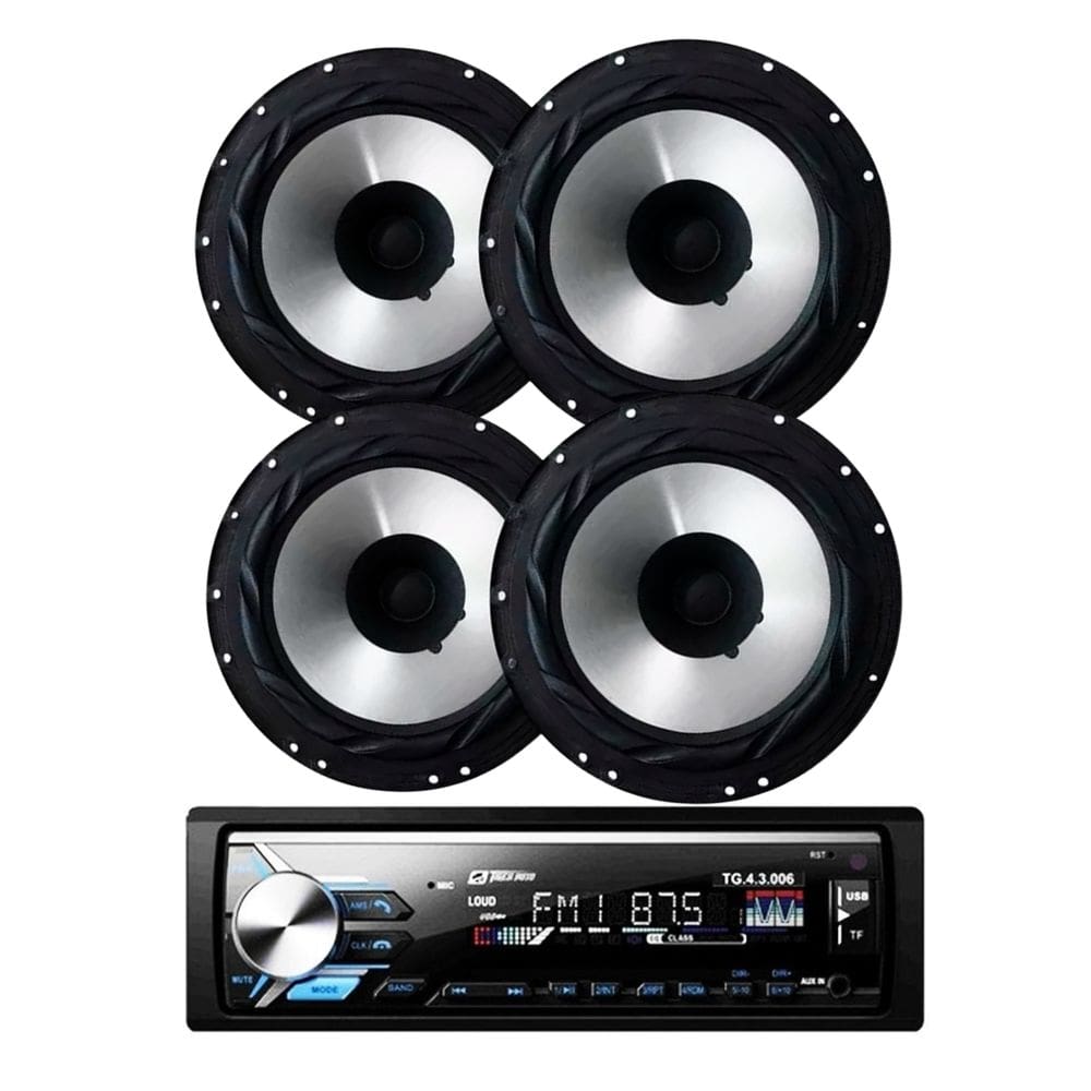 Rádio Tiger Auto TG0403.006 BT/USB/SD/FM/Auxiliar + 4 Alto Falantes 6  Bomber 200w