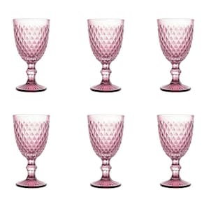 Conjunto de Taças de Vidro para Água 6 Peças 325 ml Bico de Abacaxi Rosa Lyor