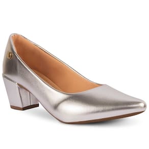 Scarpin Feminino Salto Grosso Metalizado