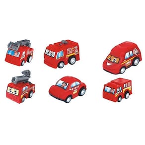 Kit 6 Carrinhos Fricção Resgate Bombeiro Brinquedos Coleção