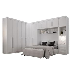 Quarto de Casal Modulado 12 Portas Orion Branco - Leifer Móveis