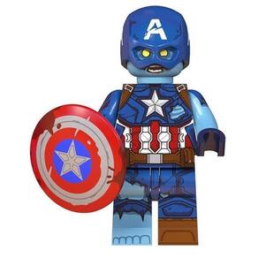 Boneco Blocos De Montar Capitão America Zumbie Marvel Terror