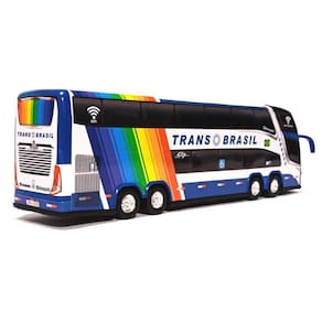 Brinquedo Miniatura Ônibus Trans Brasil Azul 30Cm