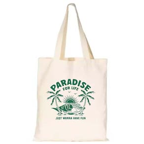 Sacola Ecologica Bolsa de Ombro Feminina Algodao Cru Paradise Praia Alça Fixa Otima Qualidade