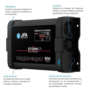 Fonte Automotiva Carregador Bateria Storm Lite 60A Jfa