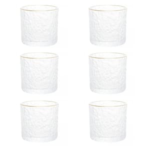 Conjunto de Copos de Cristal Martelado com Fio de Ouro para Água/Whisky 6 Peças 340 ml Petra Lyor