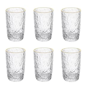 Conjunto de Copos de Cristal Martelado com Fio de Ouro para Água 6 Peças 330 ml Petra Lyor