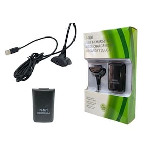 Kit Carregador E Bateria Pra Controle Xbox360