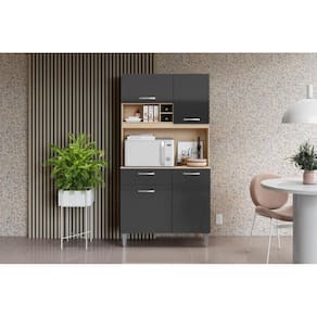 Cozinha Compacta 4 Portas 1 Gaveta Roma Avena Grafite - Aramóveis