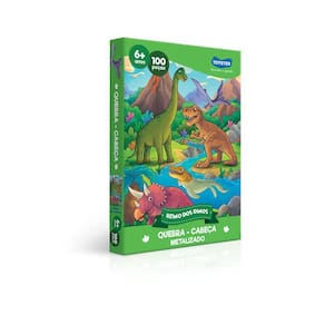 Quebra-Cabeça Metalizado 100 Peças Reino Dos Dinos 2720