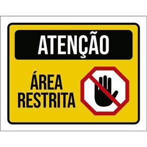 Kit 3 Placas Sinalização - Atenção Área Restrita Cone