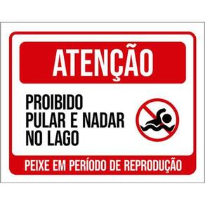 Kit 5 Placas Sinalização - Proibido Pular Nadar No Lago