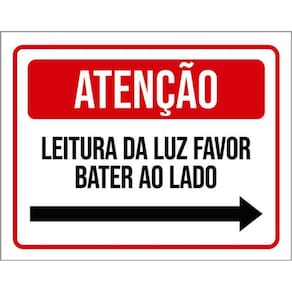 Kit 10 Placas Atenção Leitura Luz Favor Bater Seta Direita