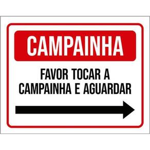 Kit 5 Placas Campainha Favor Tocar Aguardar Seta Direita