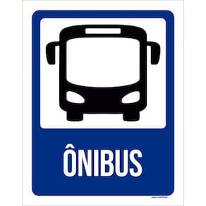Kit 10 Placas Ônibus Desenho Azul