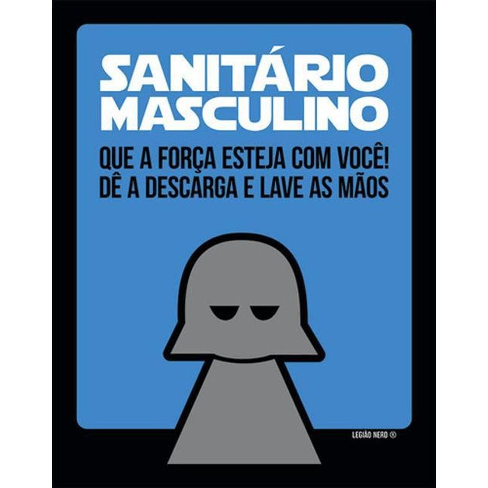 Kit 5 Placas Sanitário Masculino Banheiro Nerd