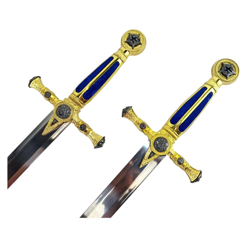 Espada Dupla Maçônica Suporte De Parede Em X Azul