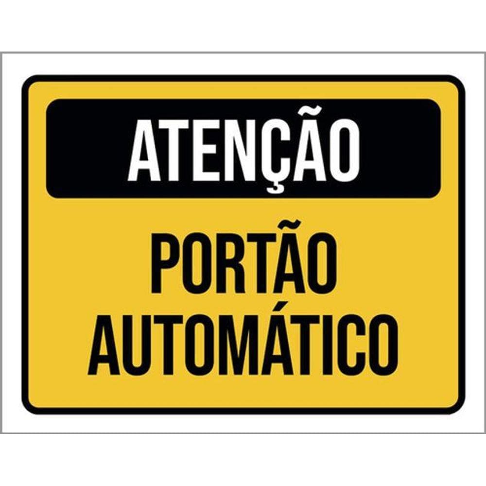 Kit 5 Placas Amarela -Atenção Portão Automático 36X46