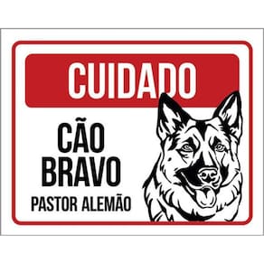 Kit 5 Placas Cuidado Cão Bravo Pastor Alemão 36X46