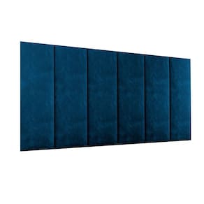 Cabeceira Adesiva Estodada Modular Suede Azul 60X20 1 Pç