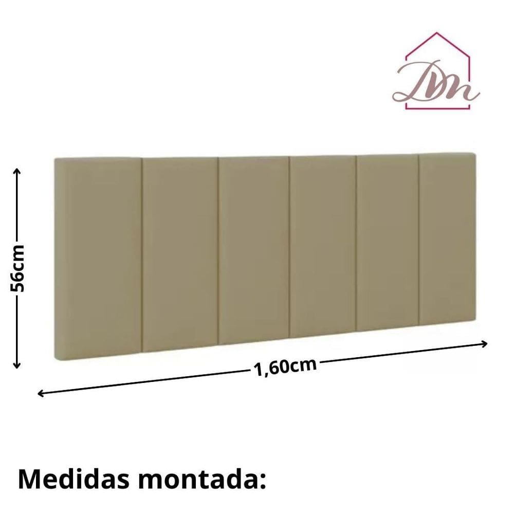 Cabeceira Cama Casal Estofada Queen 1,60Cm Bege Quarto D.M