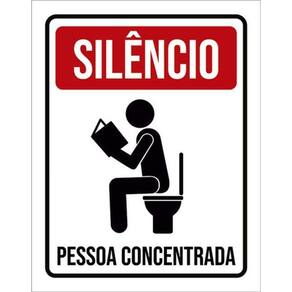 Kit 3 Placas Decorativa - Silêncio Pessoa Concentrada Livro