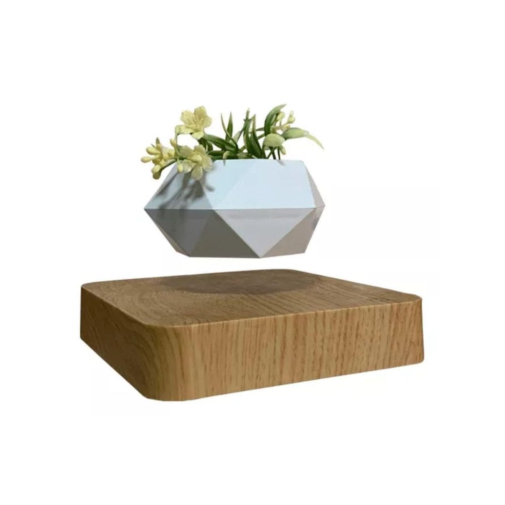 Vaso Flutuante Suspensão Magnética Rotativo Base Quadrada