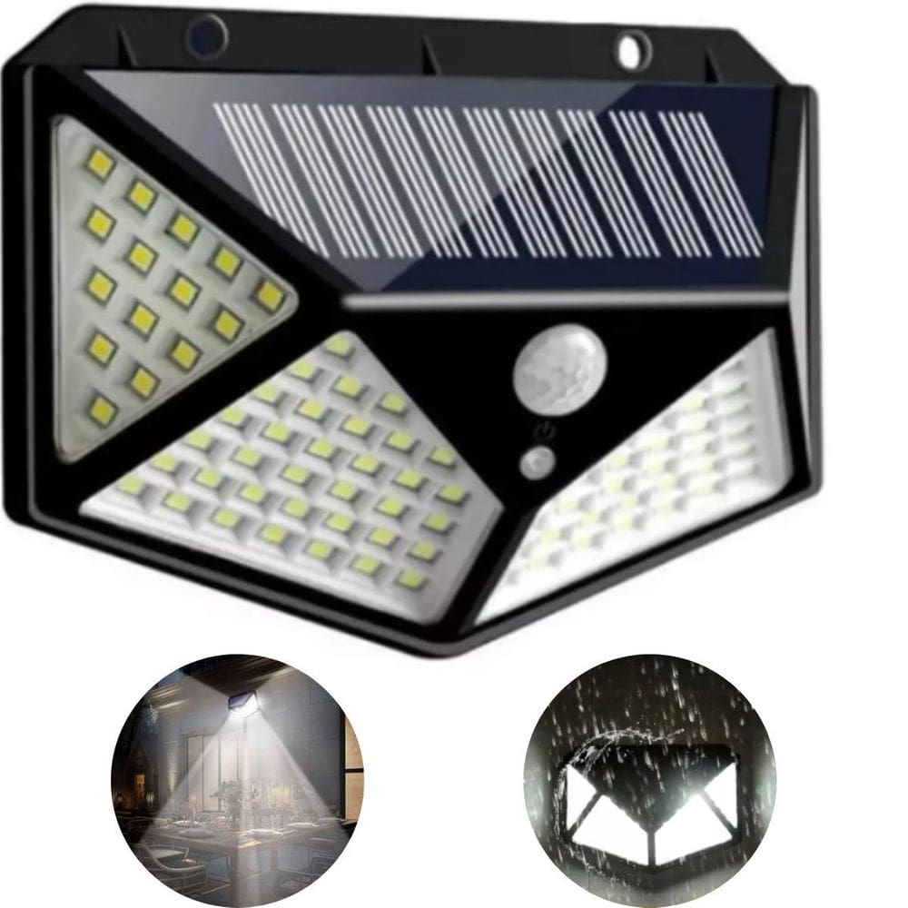 Luminária Solar 100 Led Sensor Jardim À Prova D`Água Top Cor